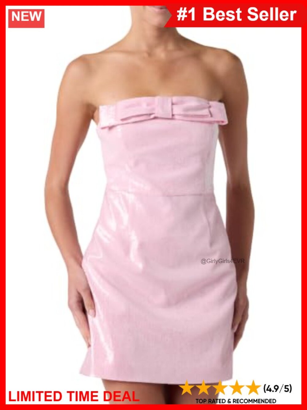 Strapless Sequin Mini Dress with Bow Detail, Formal Party Dress